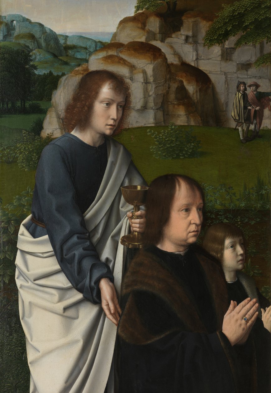 İsa'nın Vaftizi'nin sol panelinin detayı, c.1502-08 (panel üzeri yağlı boya) by Gerard David