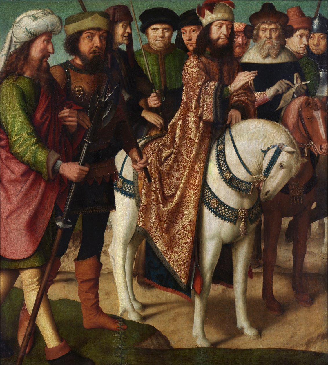 Romalı askerler ve Yahudi yargıçlar (panel üzerine yağlı boya) by Gerard David