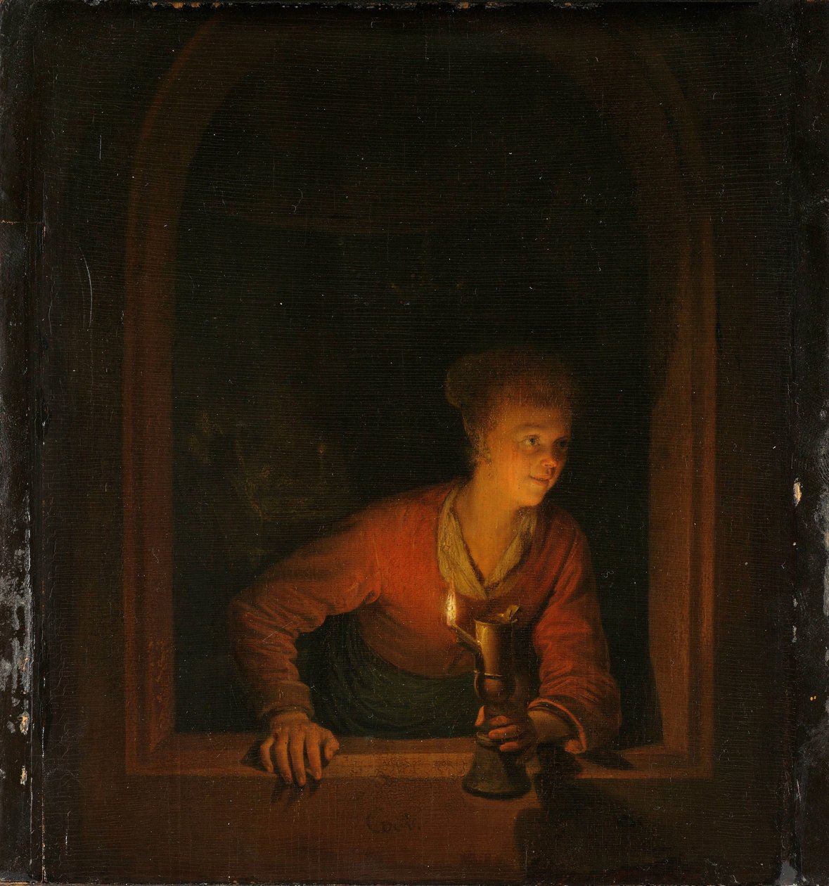 Pencerede Kandil Olan Kız by Gerrit Dou