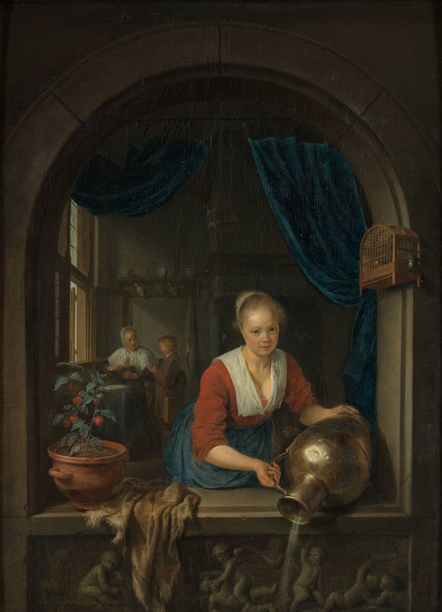 Pencerede hizmetçi, c. 1660 by Gerrit Dou