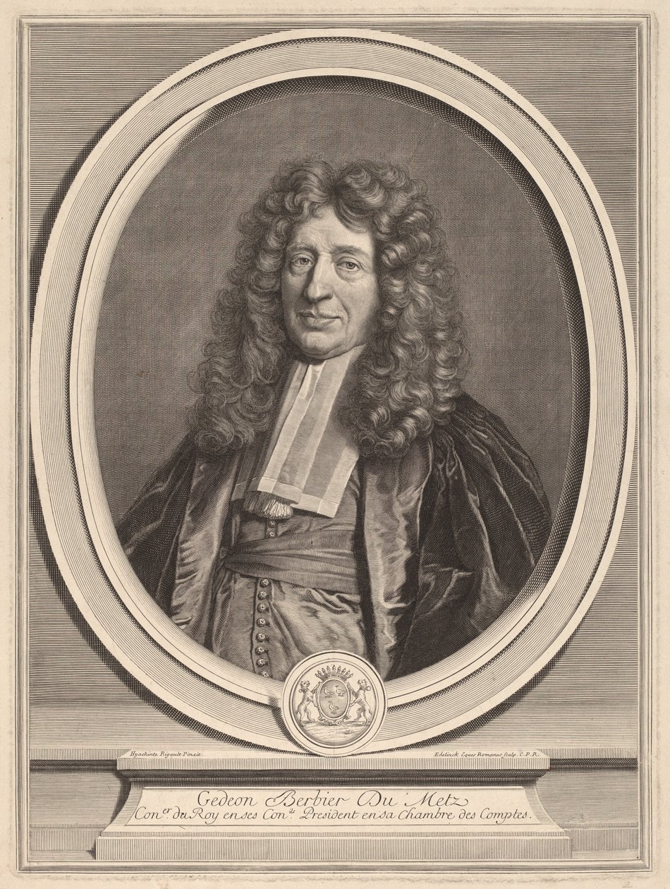 Gedeon Berbier Du Metz by Gerard Edelinck after Hyacinthe Rigaud