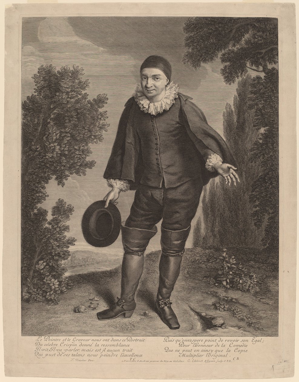 Raimond Poisson Crispin olarak by Gerard Edelinck after Theodor Netscher