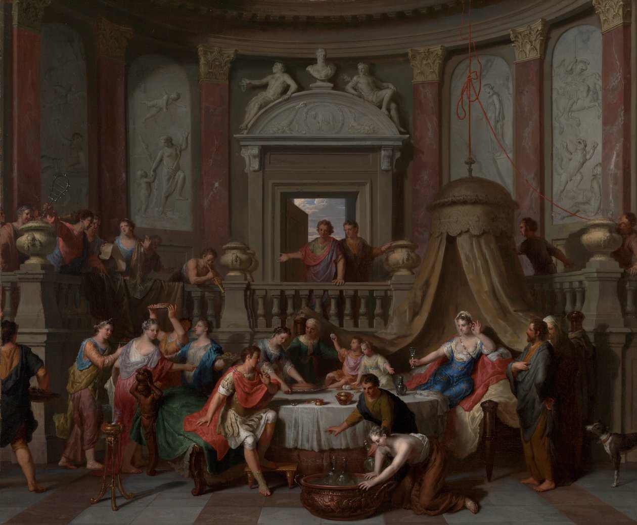 Kleopatra Ziyafeti, c.1700 (tuval üzerine yağlı boya) by Gerard Hoet