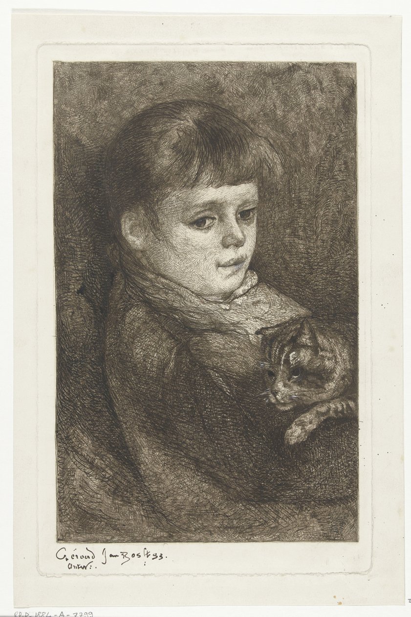 Kedi ile Eleonora Bos portresi by Gerard Jan Bos (signed by artist)