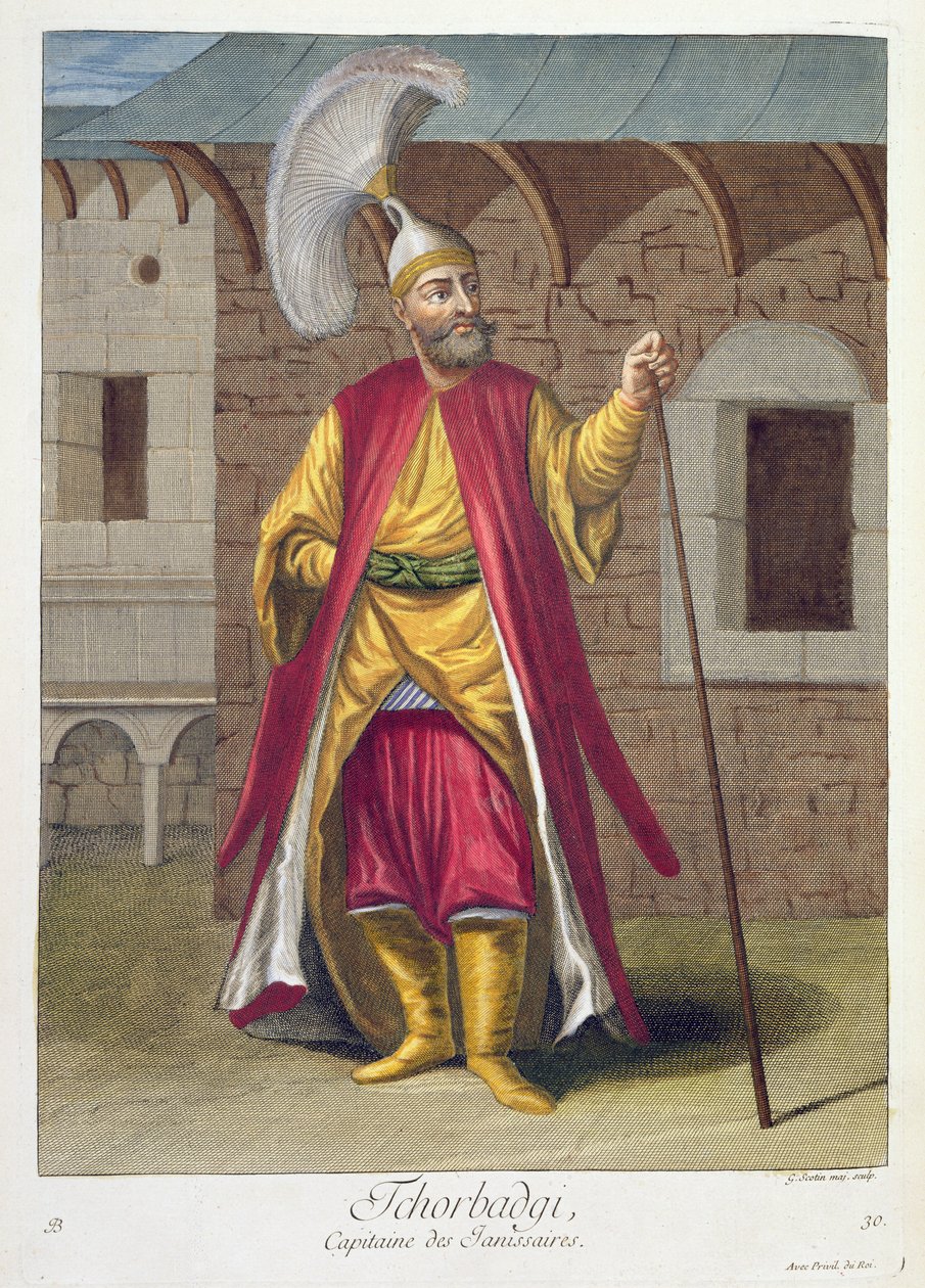 Tchorbadji, yeniçerilerin kaptanı, 18. yüzyıl by Gerard Jean Baptiste Scotin