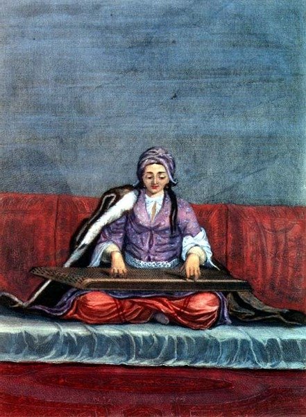Kanun Çalan Türk Kızı, Gerard Jean Baptiste Scotin (1671-1716) tarafından gravür (gravür) by Gerard Jean Baptiste Scotin