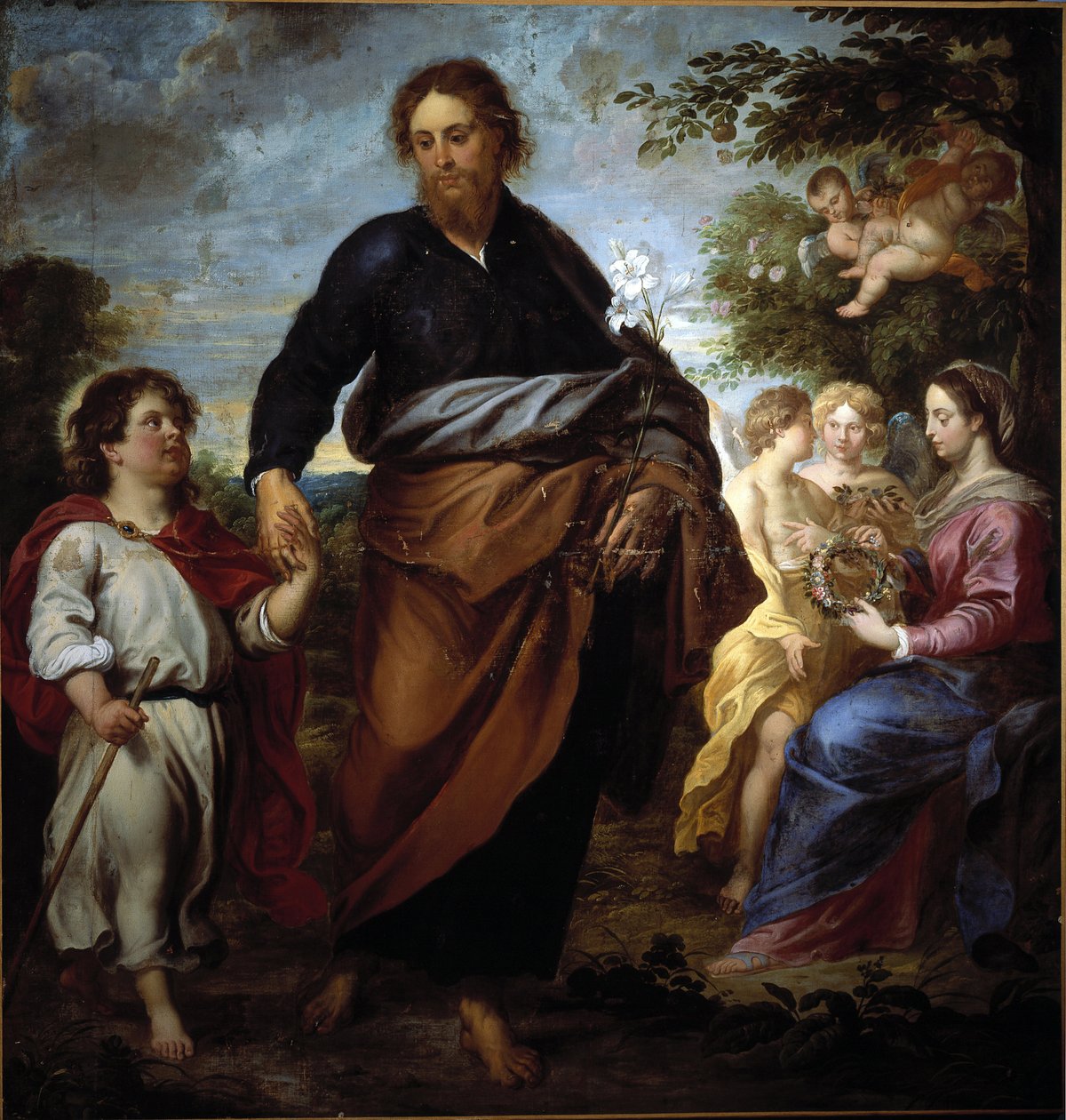 Aziz Joseph ve İsa, arka planda bakire (tuval üzerine yağlı boya by Gerard Seghers