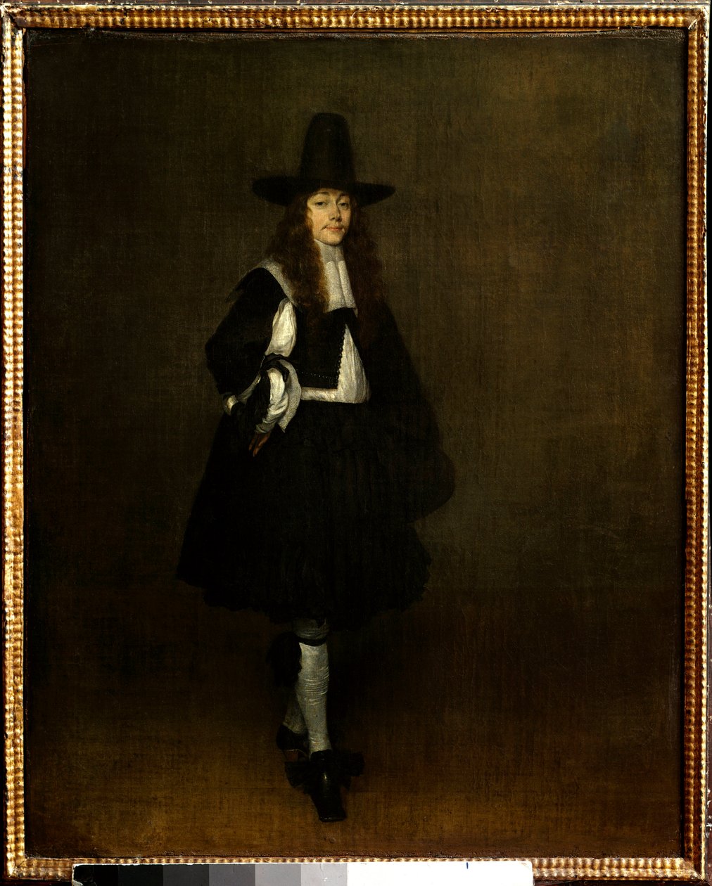 Gerard Ter Borch (1617-1681) tarafından Siyah Tablodaki Adam Portresi 17. Yüzyıl Güneşi. 0,67x0,53 m Paris, musee du Louvre - Siyahlı bir adamın portresi. Gerard Ter Borch