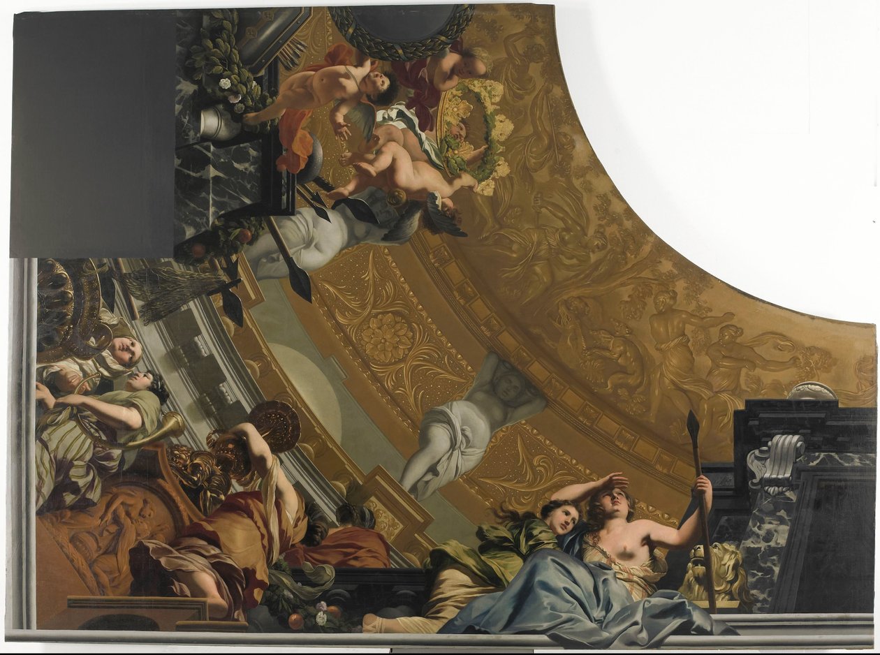 Ana tasvir olarak Diana ve arkadaşları ile bir tavan resminin parçası (sol altta) by Gerard de Lairesse