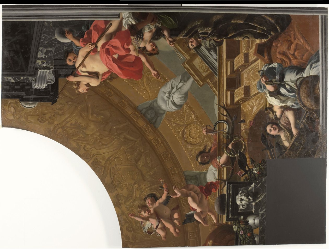 Ana tasvir olarak Diana ve arkadaşları ile bir tavan resminin parçası (sağ üstte) by Gerard de Lairesse