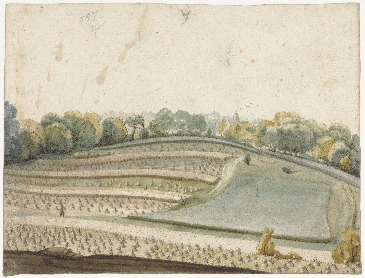 Yukarıdan görülen dalgalı buğday tarlasının panoraması by Gerard ter Borch (I)