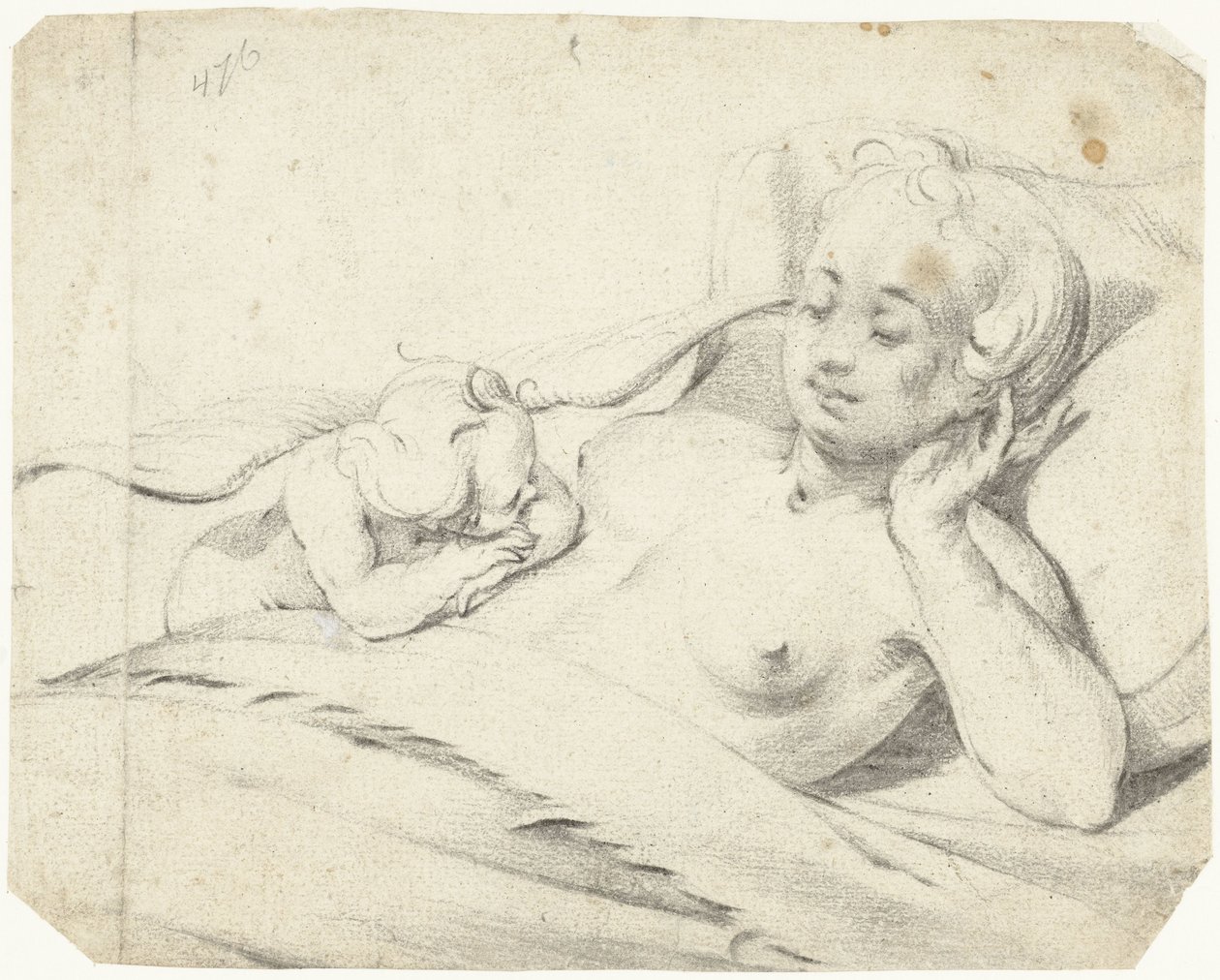 Cupid izlerken yatakta Venüs by Gerard ter Borch (I)