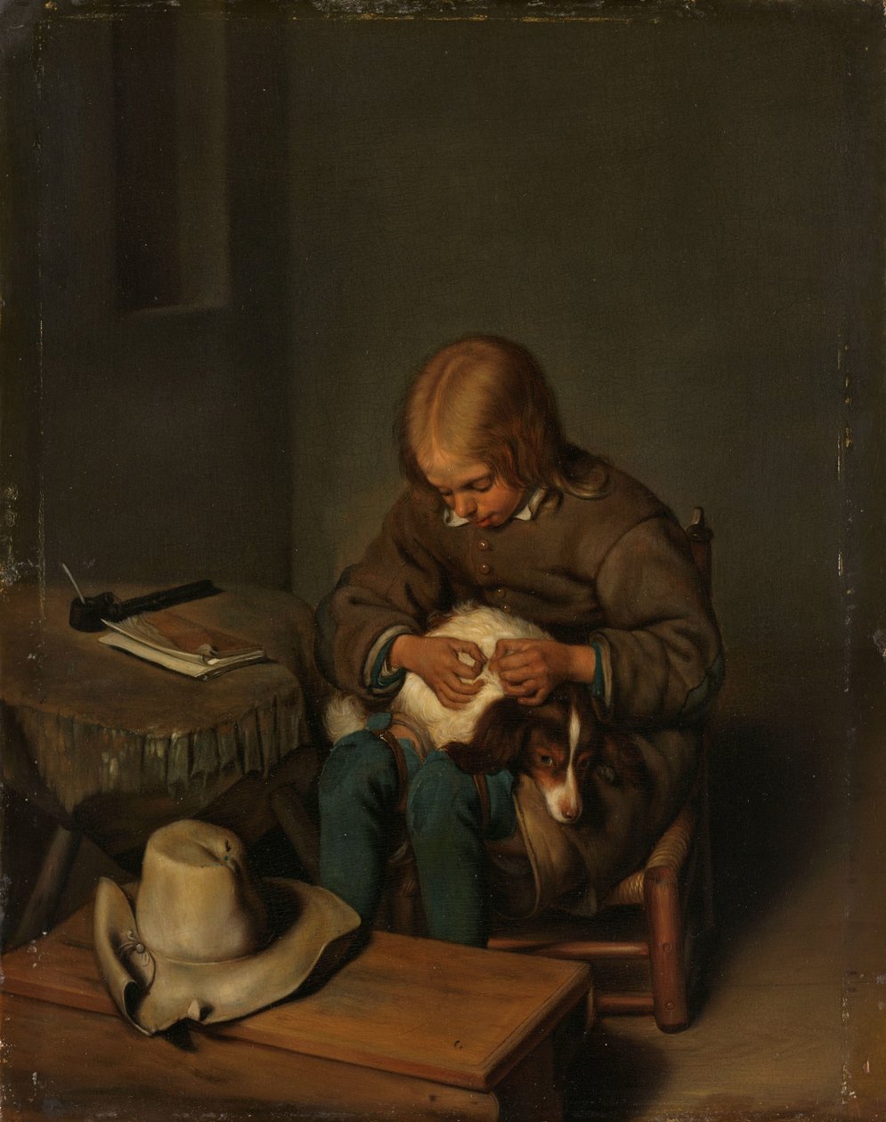 Köpekten Kaçan Çocuk by Gerard ter Borch (II) (copy after)