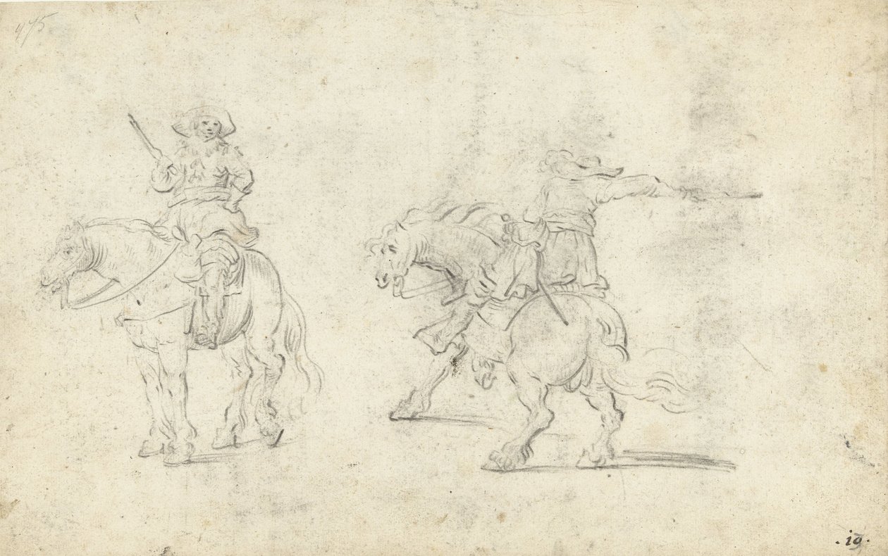 At sırtında iki asker by Gerard ter Borch (II) (possibly)
