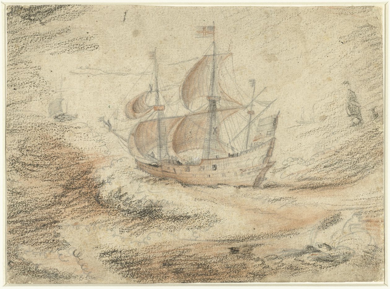 Denizde yelkenli gemi by Gerard ter Borch (II) (possibly)