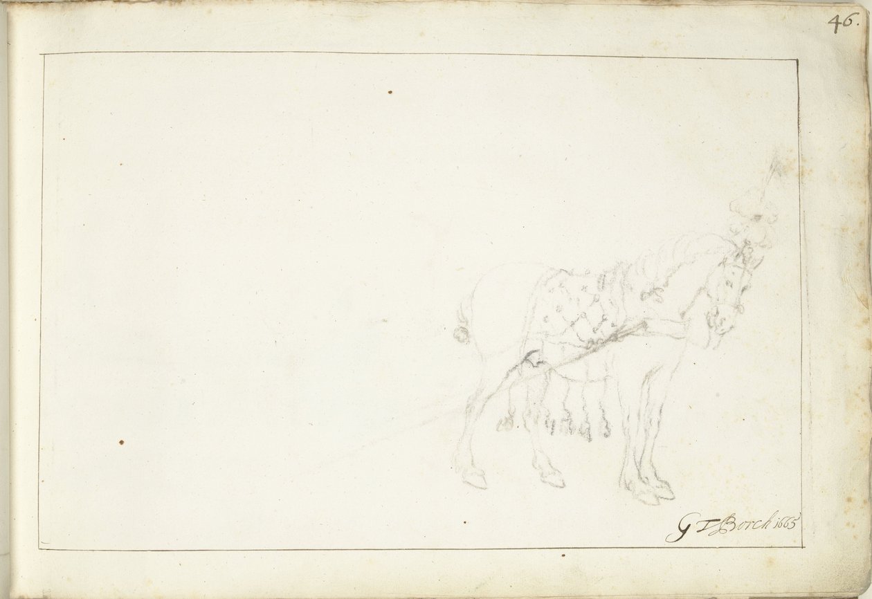At, sağa by Gerard ter Borch (II) (signed by artist)