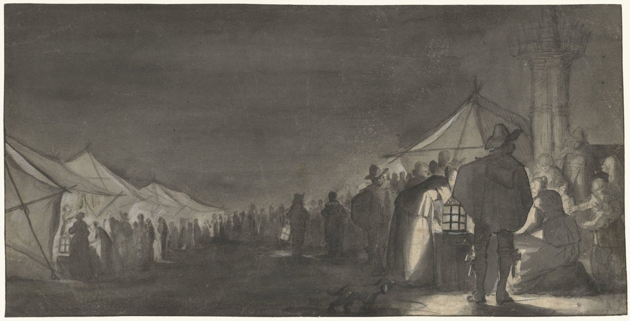 Zwolle'deki Süt Pazarı, gece by Gerard ter Borch (II)