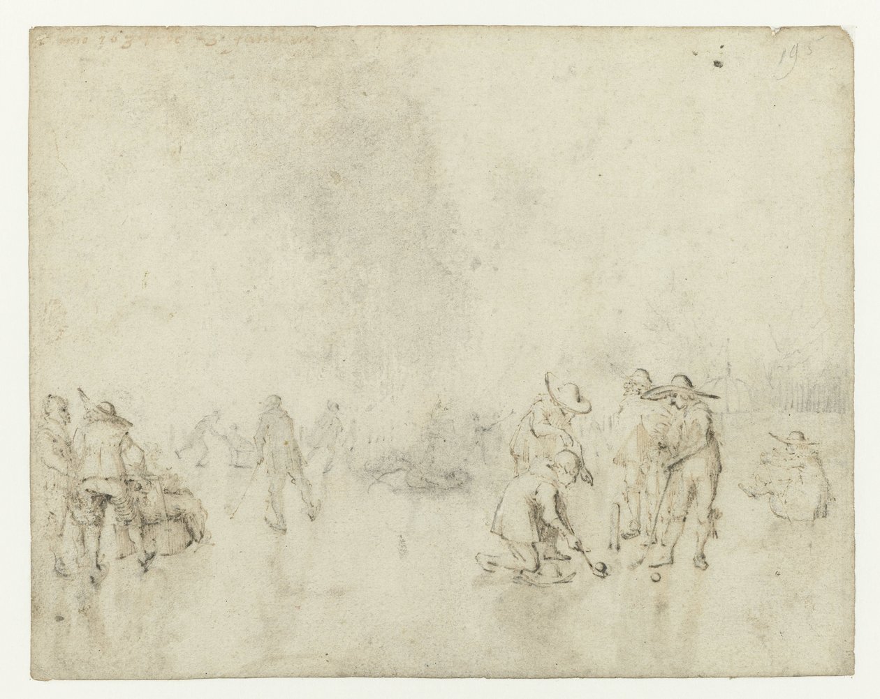 Şişe oyuncuları ile buz yüzü by Gerard ter Borch (II)