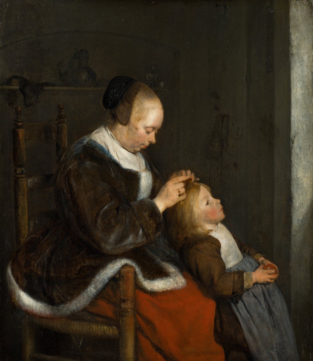 Çocuğunun Saçını Taran Anne, Bit Avı olarak bilinir, c.1652-1653 by Gerard ter Borch