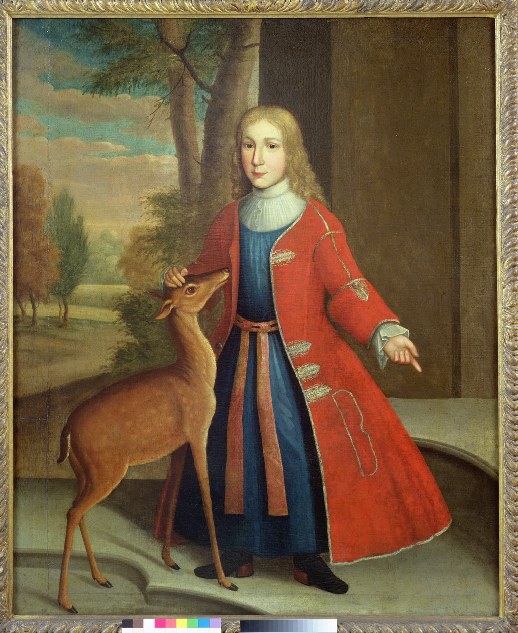 De Peyster Boy with a Fawn, c.1730-35 (keten üzerine yağlı boya) by Gerardus I Duyckinck