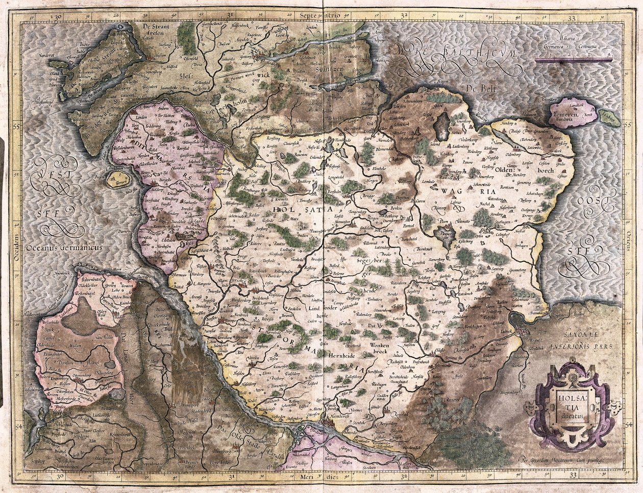 Alsatia, Almanya (gravür by Gerardus Mercator