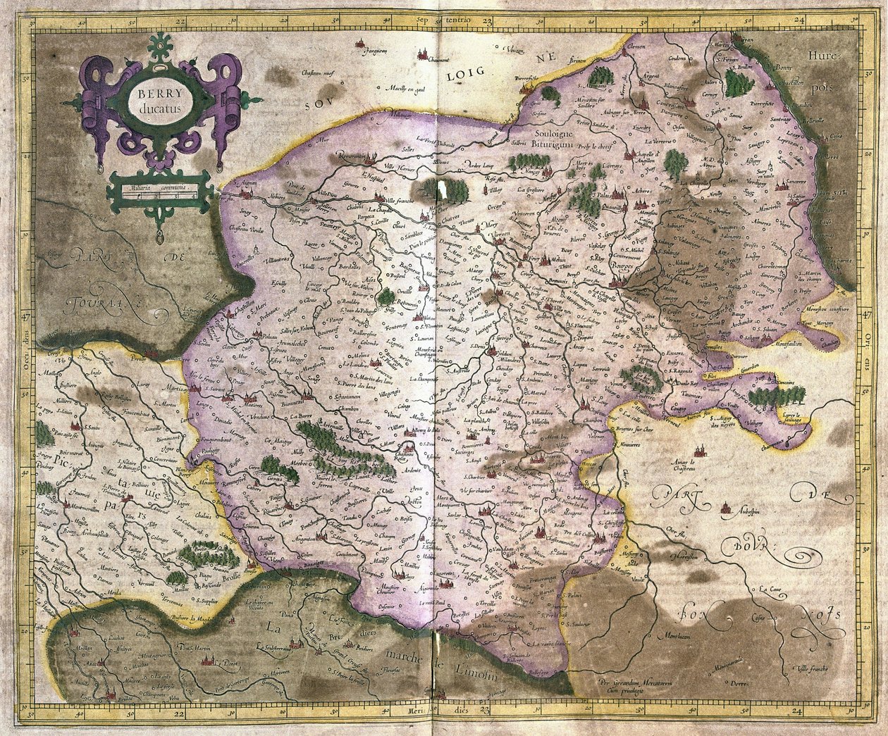 Bourges (Loire Vadisi), Fransa (gravür by Gerardus Mercator