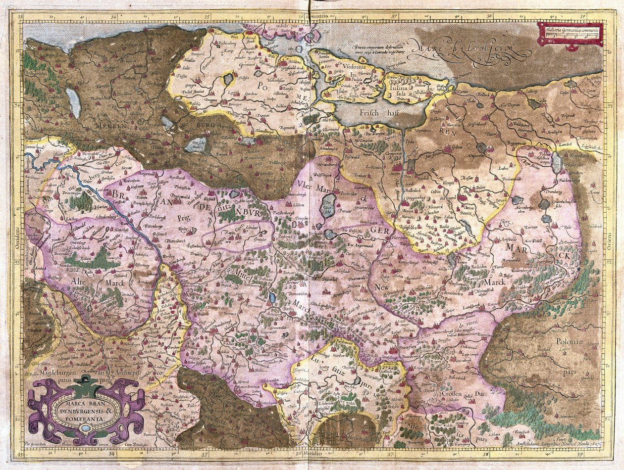Brandenburg ve Berlin, Almanya (gravür by Gerardus Mercator