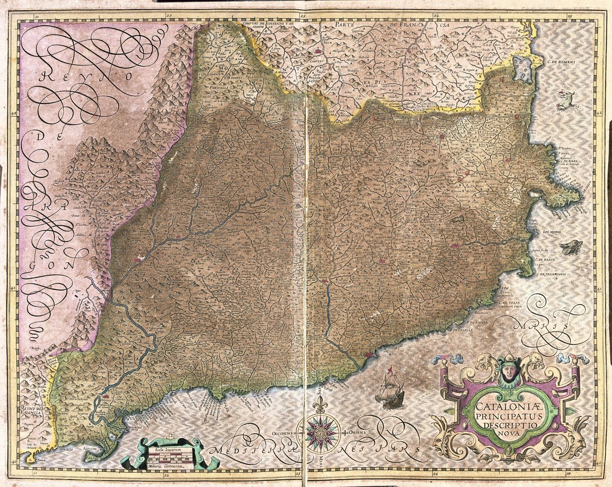 Katalonya, İspanya (gravür by Gerardus Mercator
