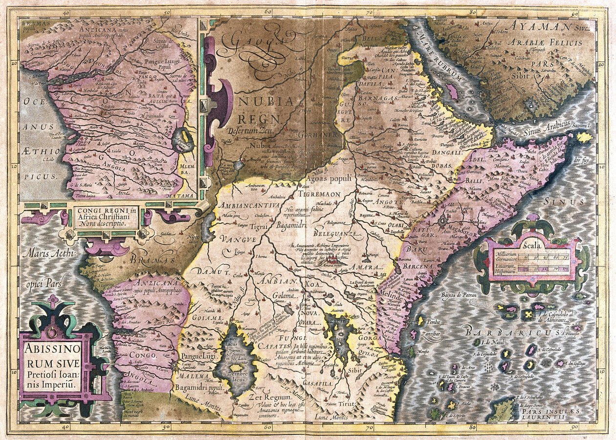 Kongo, Orta Afrika (gravür by Gerardus Mercator