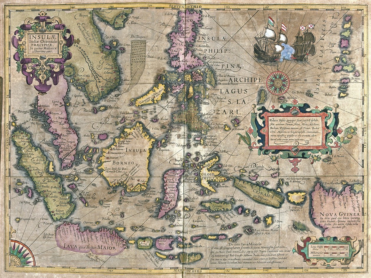 Borneo ve Filipin ile Doğu Hindistan (gravür by Gerardus Mercator