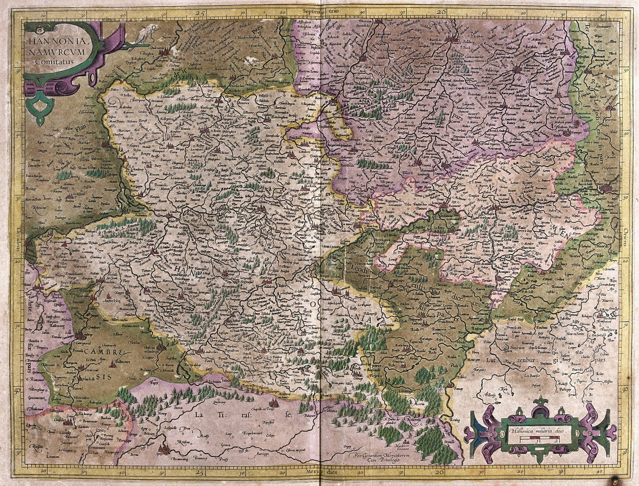 Hainaut, Namur, Belçika (gravür by Gerardus Mercator