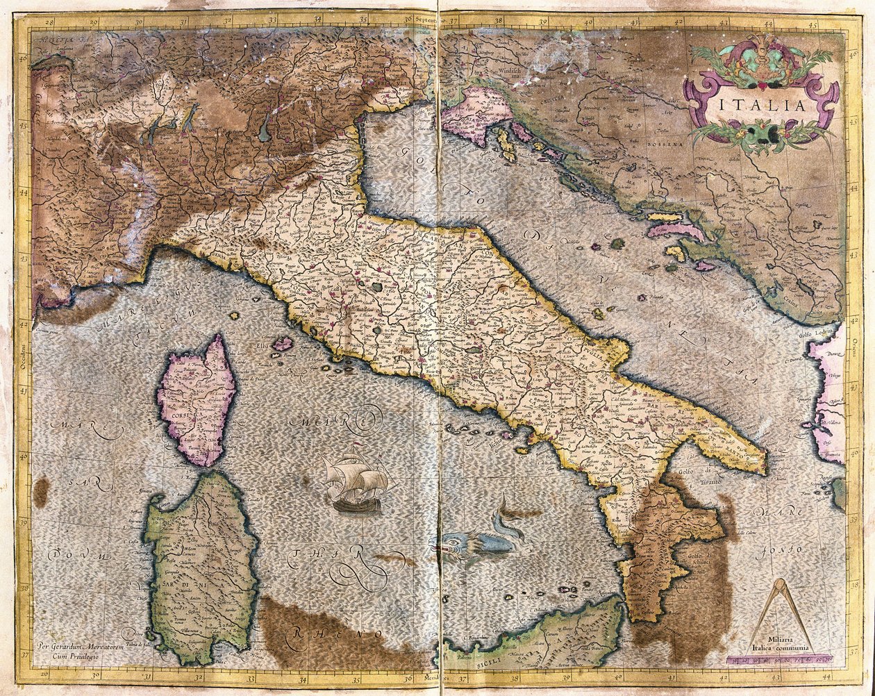İtalya (gravür by Gerardus Mercator