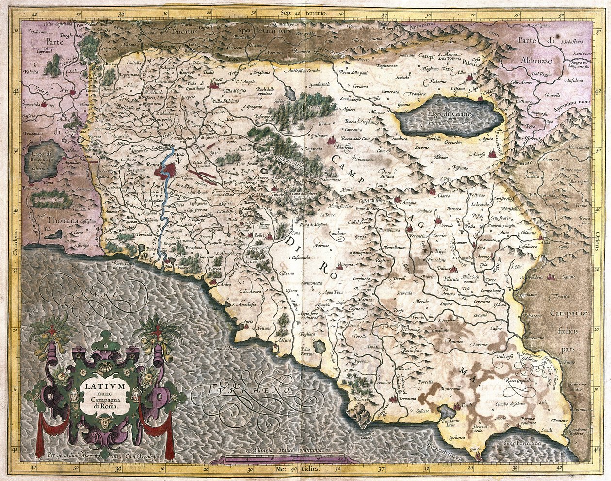 Lazio, İtalya (gravür by Gerardus Mercator
