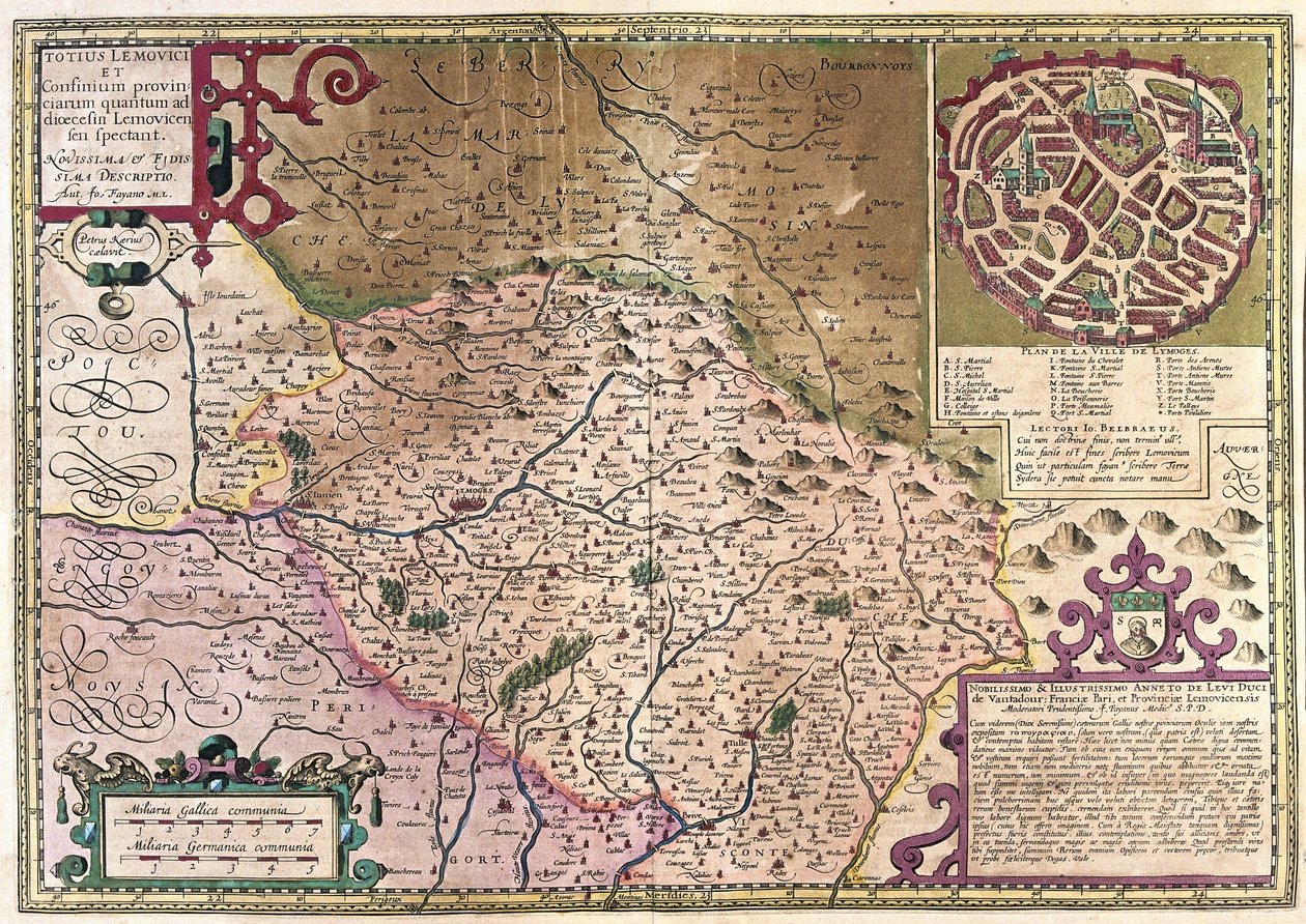 Limoge, Fransa (gravür by Gerardus Mercator