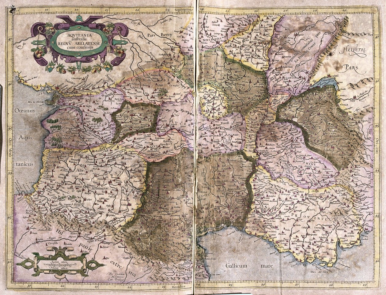 Limuzin, Languedoc, Auvergne, Burgundy ve Provence, Güney Fransa by Gerardus Mercator