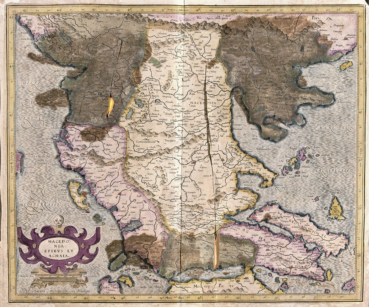 Makedonya ve Yunanistan (gravür by Gerardus Mercator