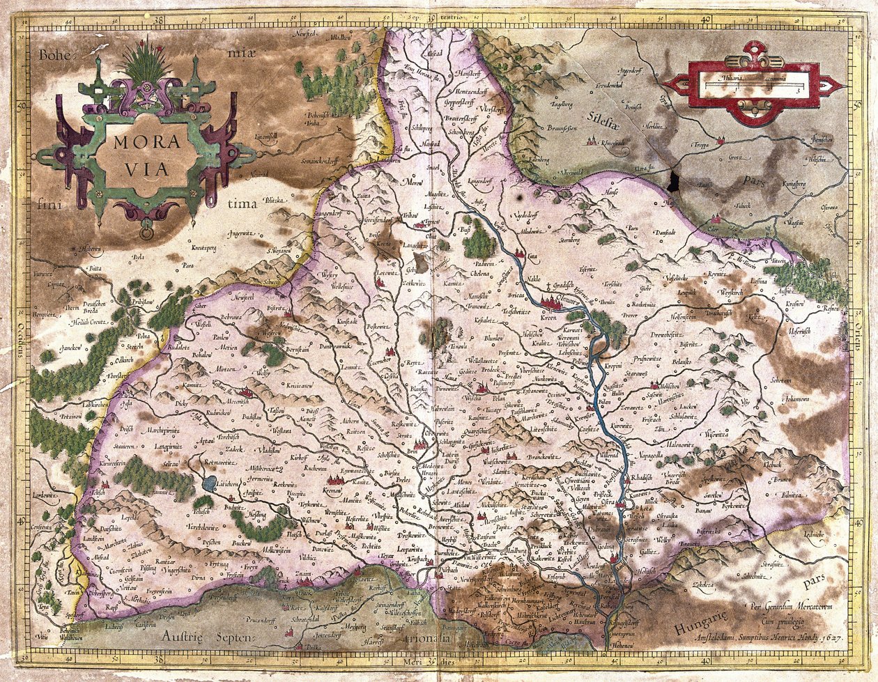 Moravia, Çek Cumhuriyeti (gravür by Gerardus Mercator