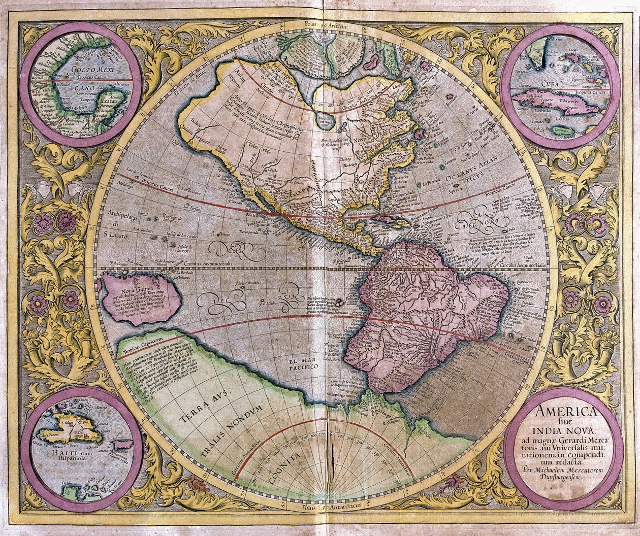 Kuzey ve Güney Amerika ve Yeni Gine by Gerardus Mercator