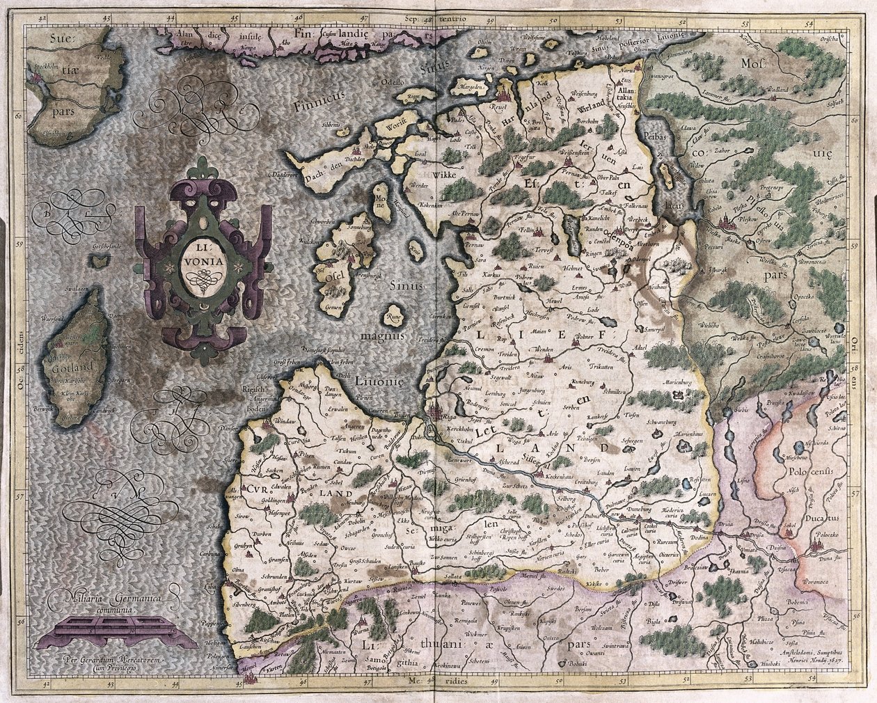 Kuzey Baltık bölgesi, Riga, Letonya (gravür by Gerardus Mercator