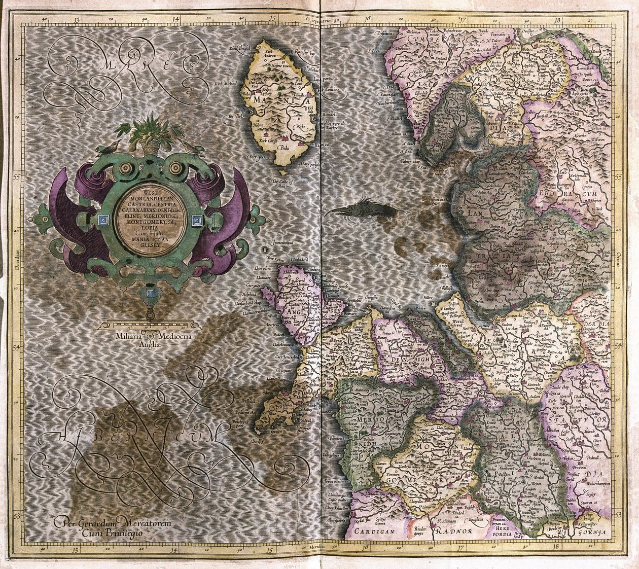 Kuzeybatı İngiltere (gravür by Gerardus Mercator