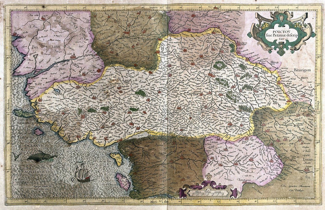 Poitou, Fransa (gravür by Gerardus Mercator