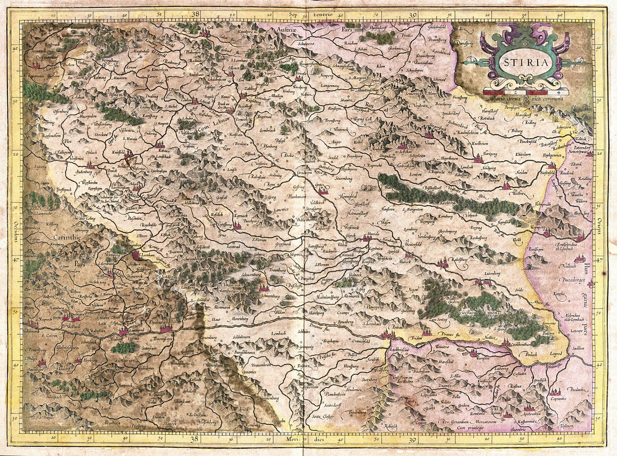 Steiermark, Avusturya (gravür by Gerardus Mercator