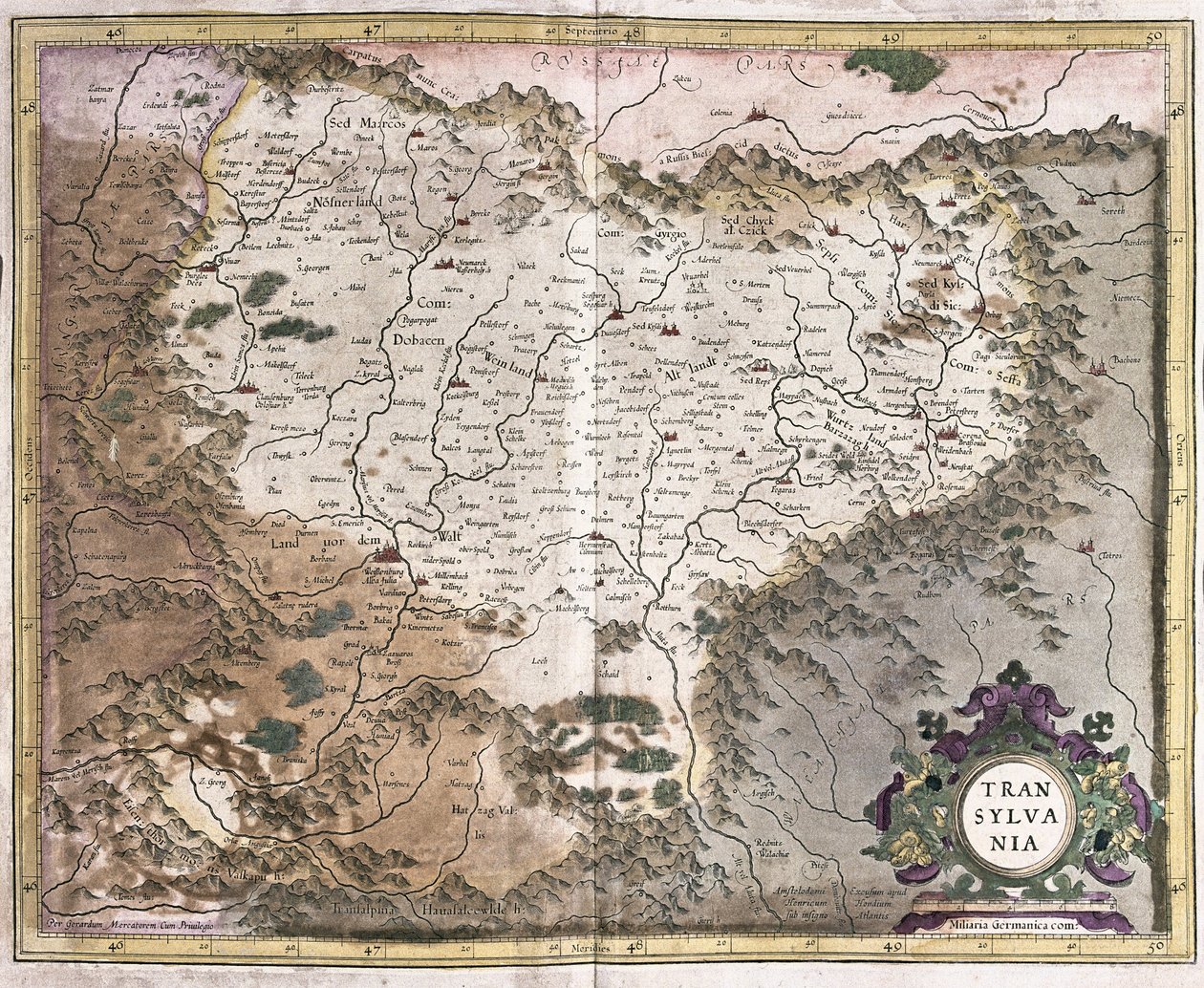 Transilvanya, Romanya (gravür by Gerardus Mercator