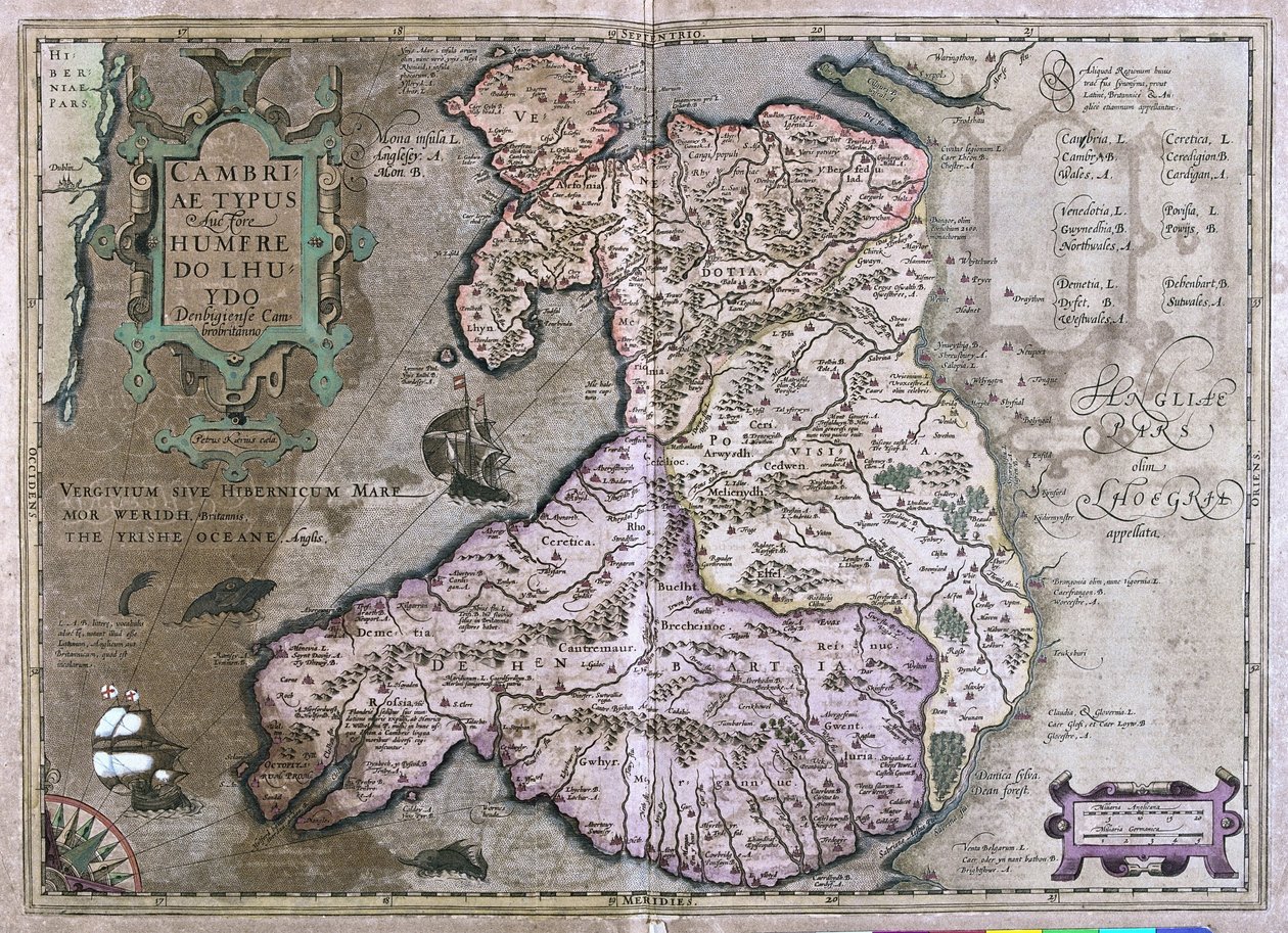 Galler, Büyük Britanya (gravür by Gerardus Mercator