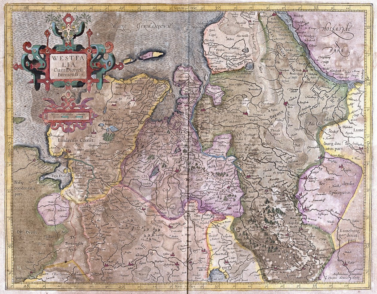Westfalia, Almanya (gravür by Gerardus Mercator