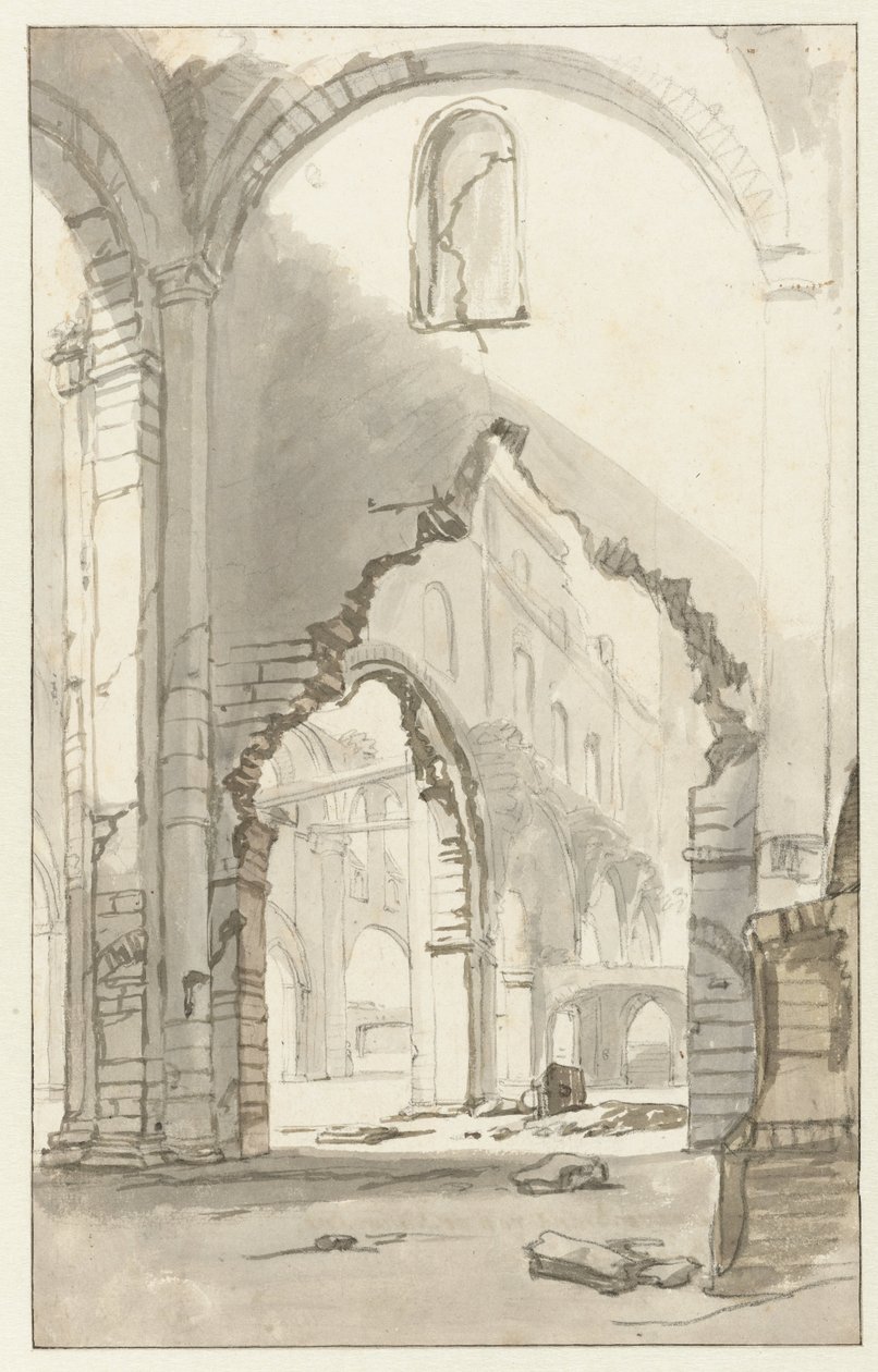 1645 Büyük Yangınından sonra Amsterdam'daki Nieuwe Kerk'in içi by Gerbrand van den Eeckhout