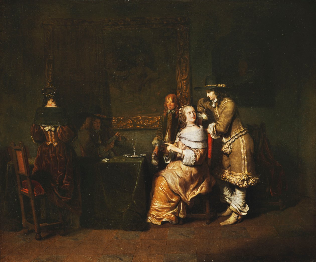 Bir İç Mekanda Zarif Şirket Oyun Kağıtları, c.1650