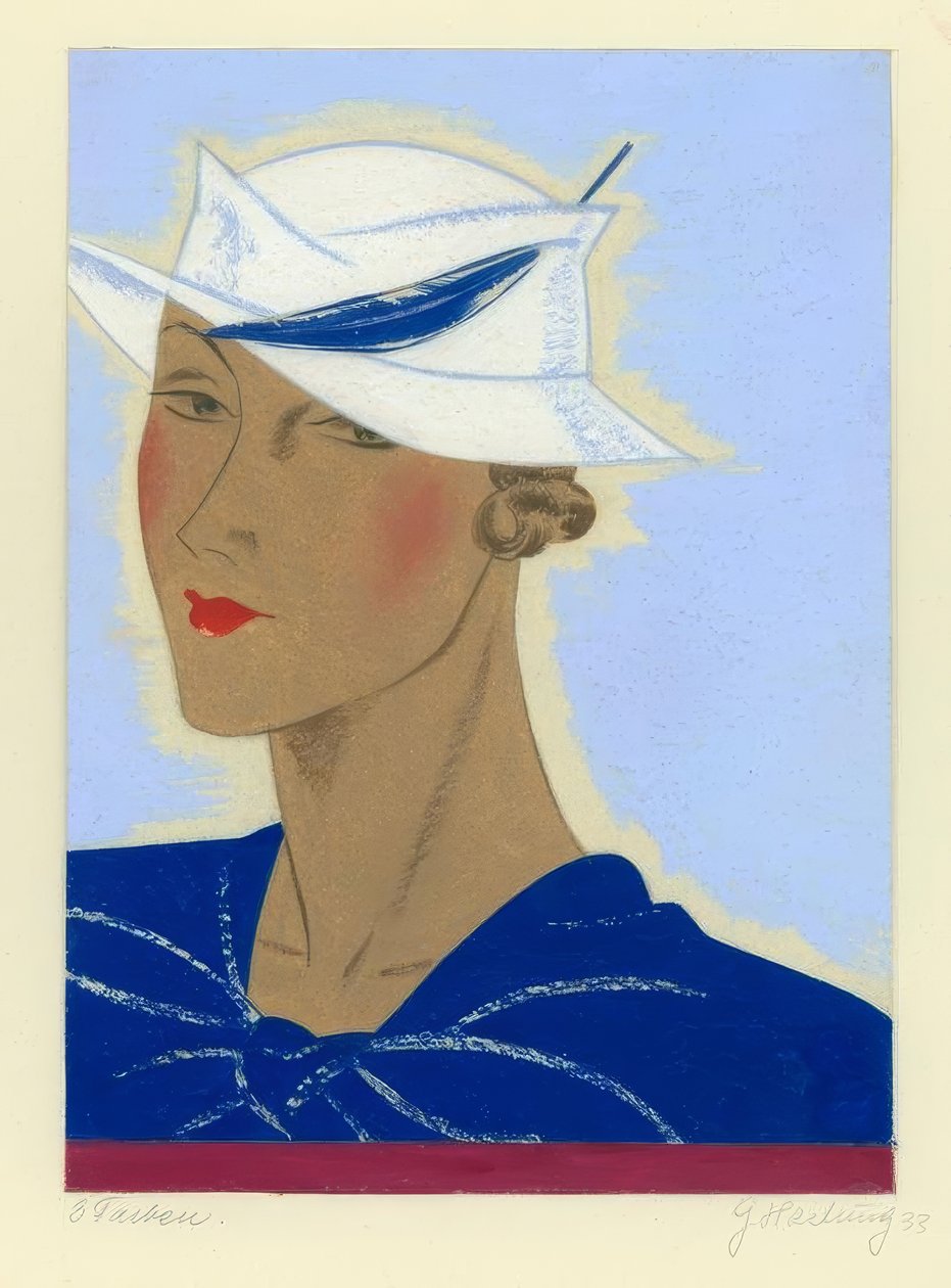 Mavi tüylü bayan şapkası 1933 / G. Hartung by Gerd Hartung