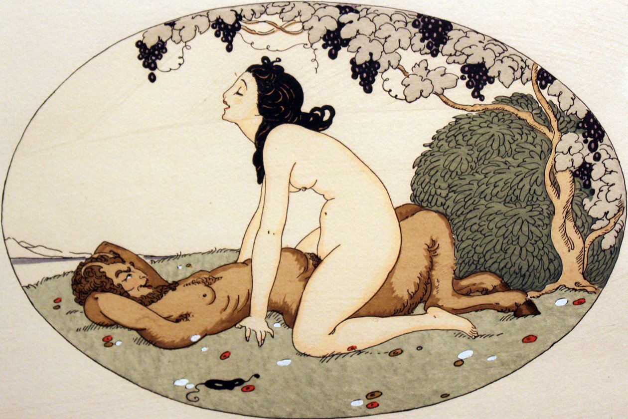  Serie von Aquarellen, die 1925 unter dem Titel Les Delassements d´Eros in Erotopolis Paris erschienen by Gerda Marie Frederike Wegener