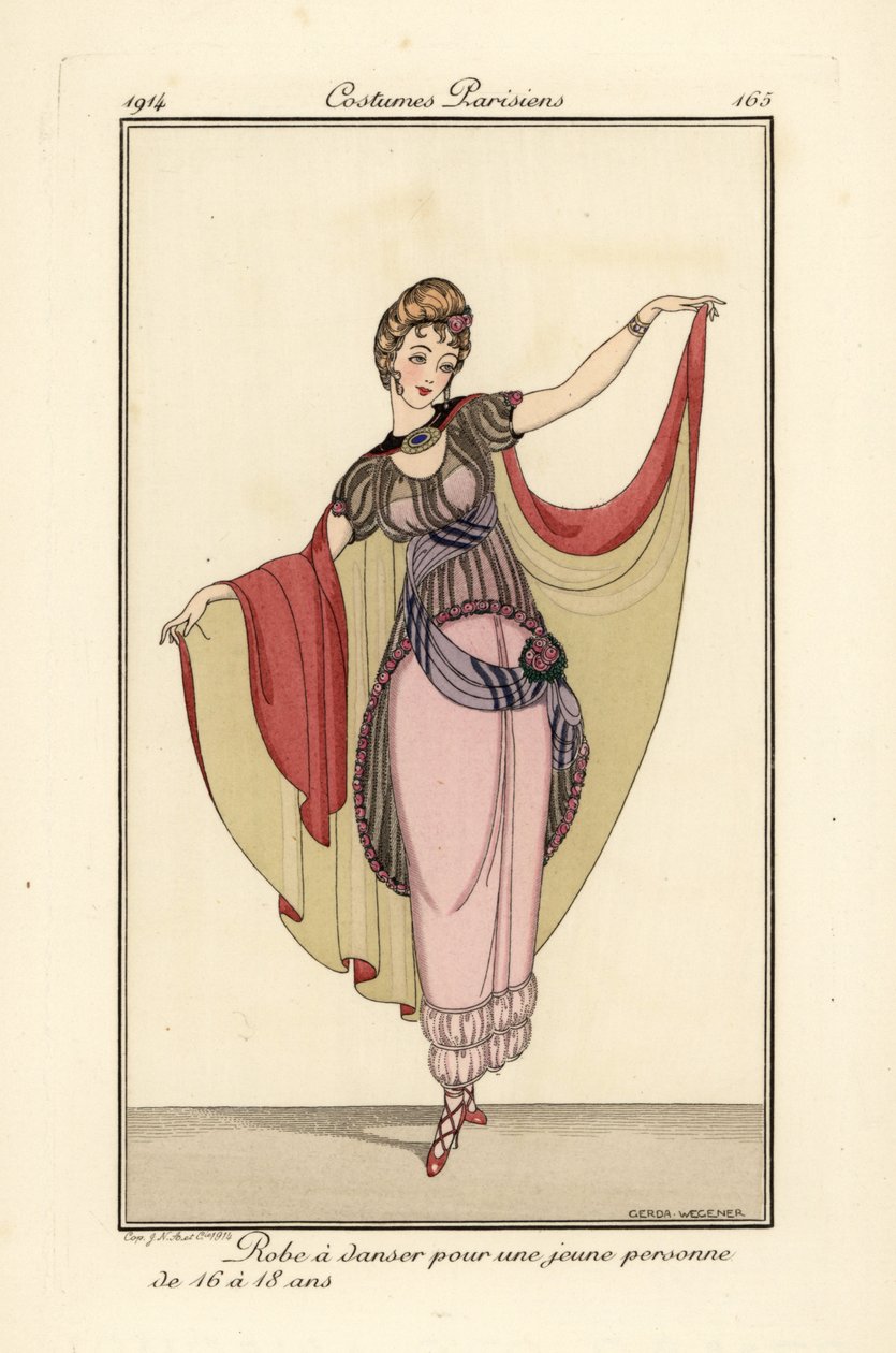 Pelerinli dans eden genç kadın. by Gerda Marie Frederike Wegener